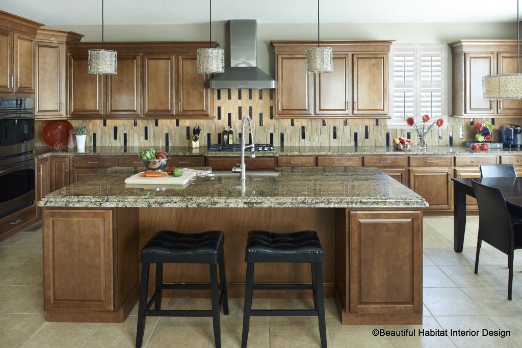 Brown and Black Transitional Kitchen