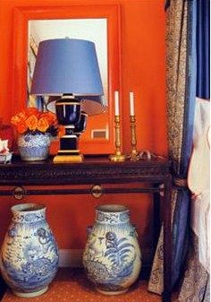 Orange and blue decor