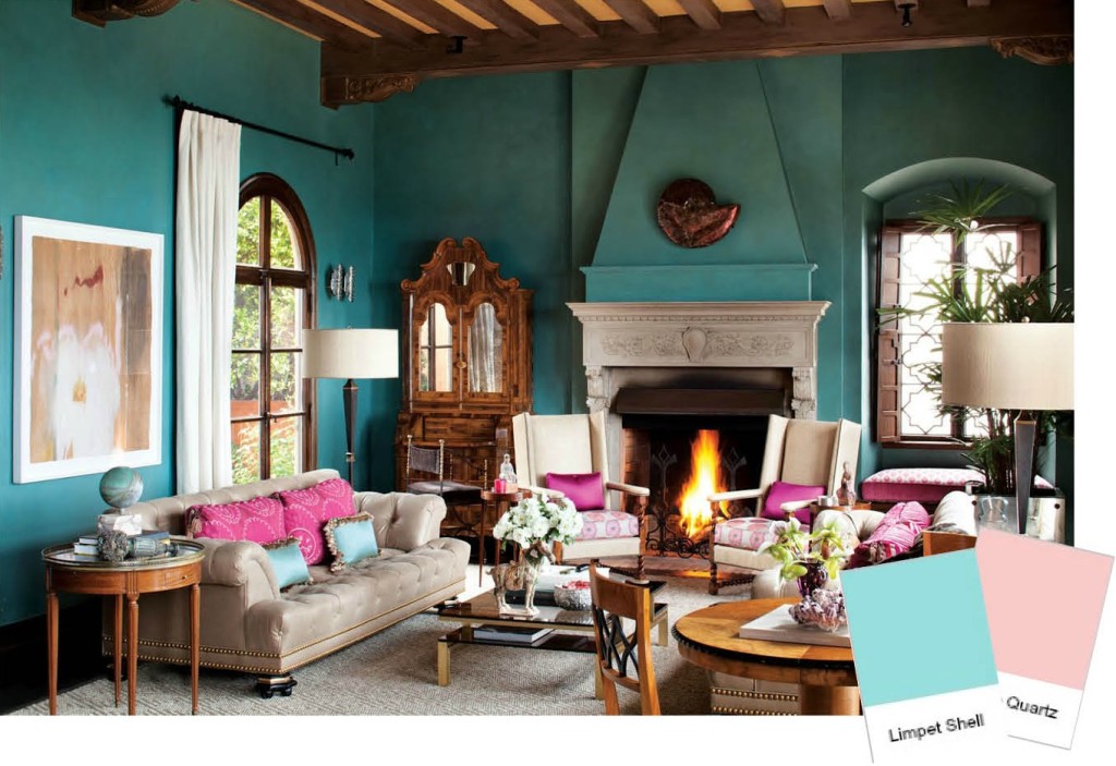 Interior decorating with spring colors living room