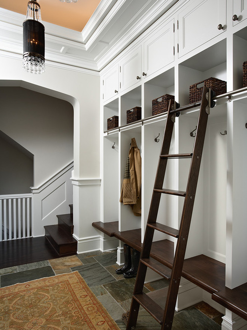 Mudroom design with ladder