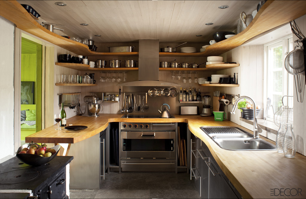 small kitchen open shelving