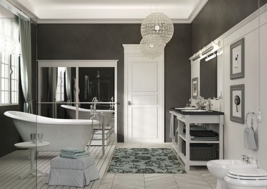 traditional bathroom design with gray