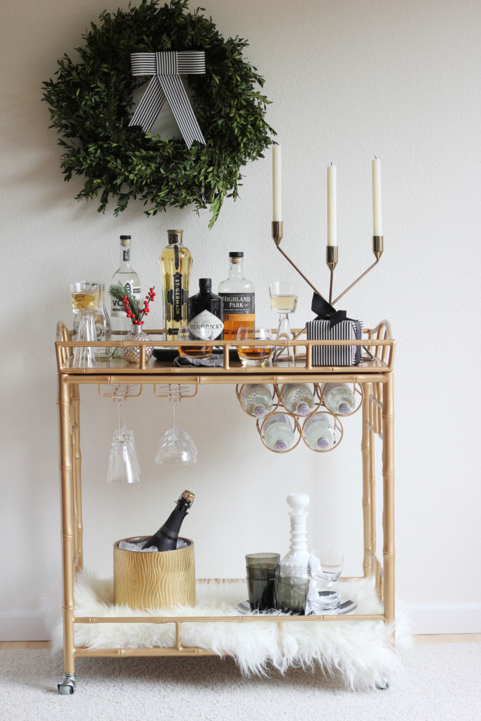 holiday interior decorating bar cart