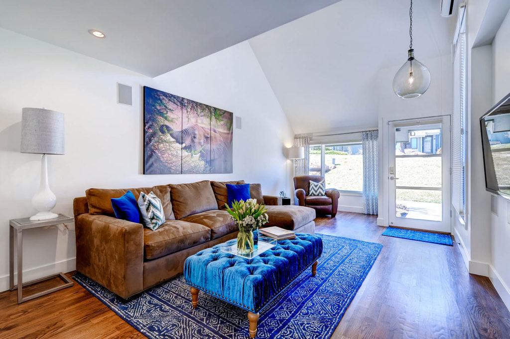 Boulder Living Room with Bold Blue