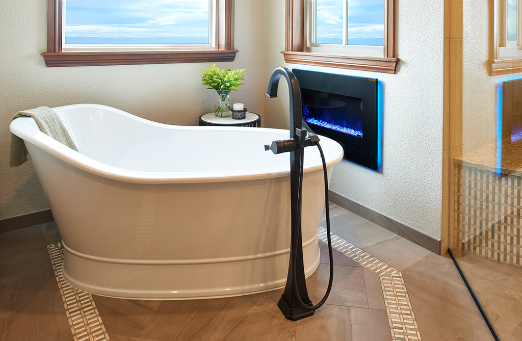 luxury master tub fireplace