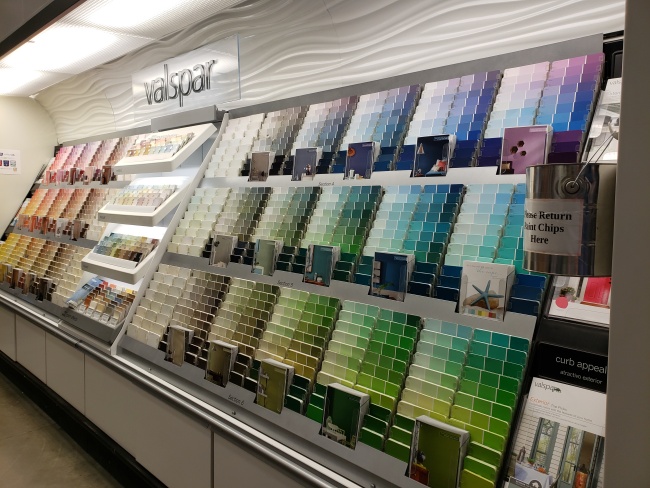 Color swatch display in paint store