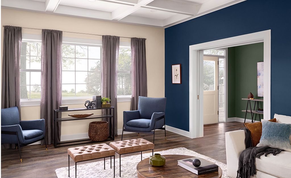 Sherwin-Williams Denim Blues  Denim blue paint, Bathroom colors blue,  Paint colors for living room