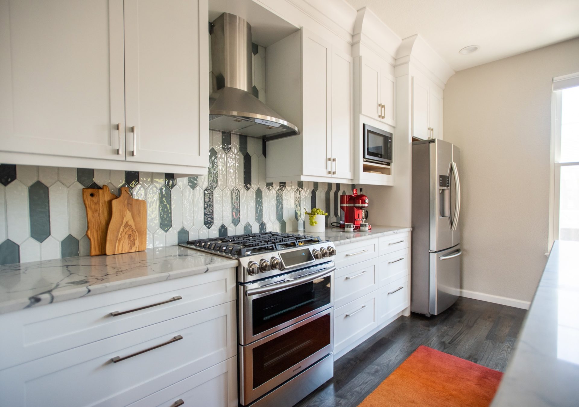 Unique Glass backsplash design Denver Kitchen