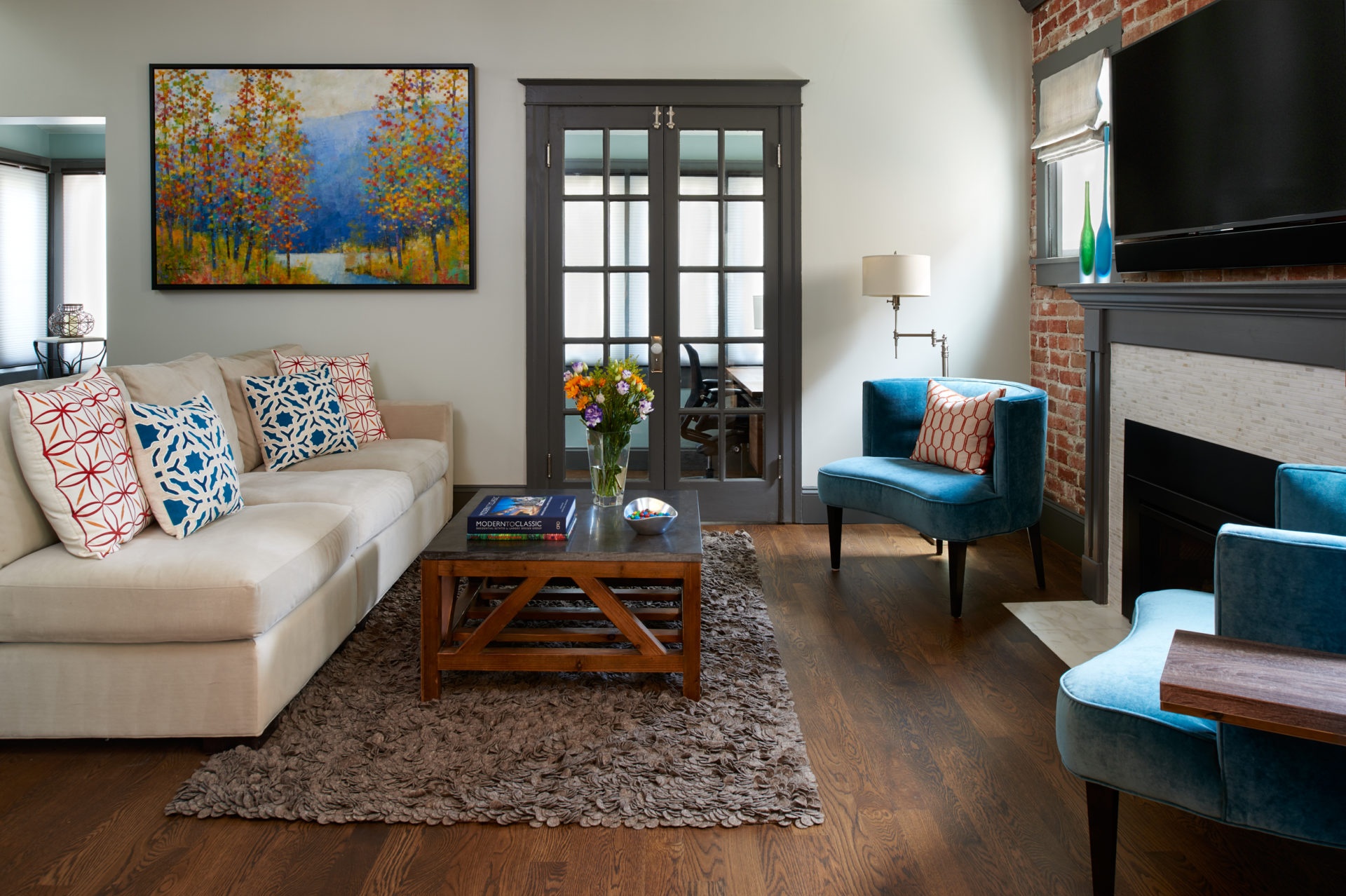 Beautiful Living Room With Mounted TV