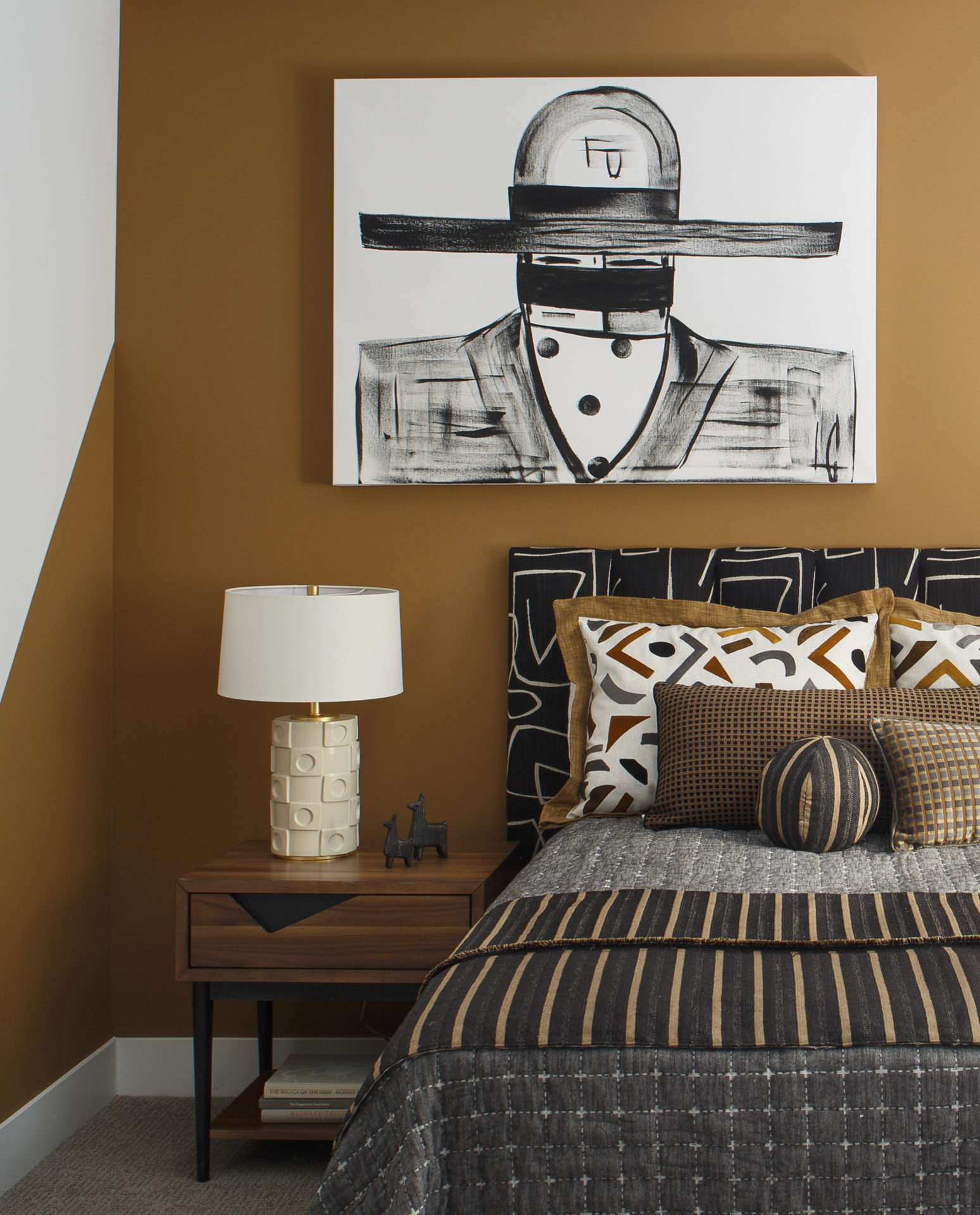 Modern, Earthy, and Masculine bedroom Laura Goodson Artist
