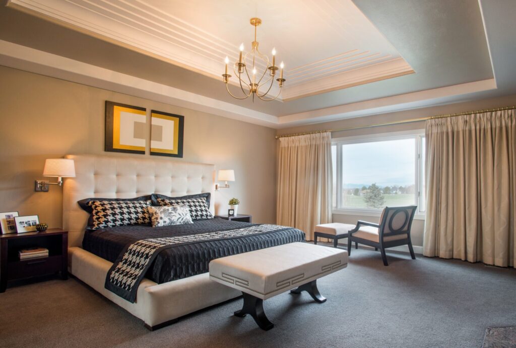 Black and White Bedroom Interior Design, Denver Colroado