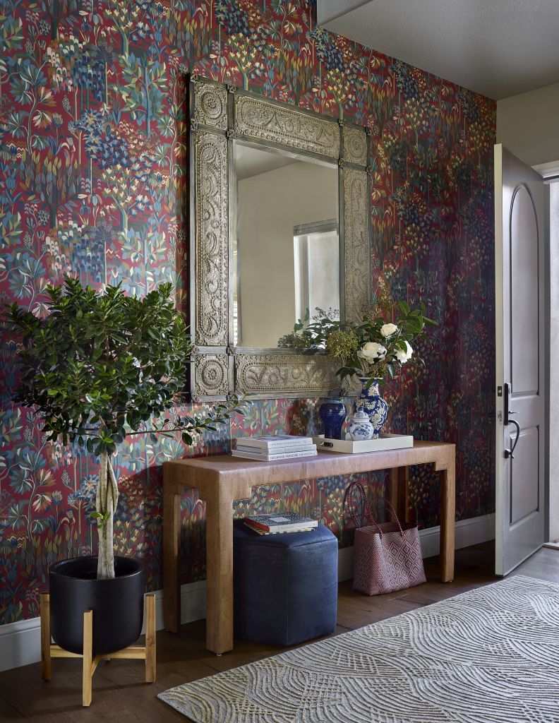 Stunning Foyer Design with Wallpaper, Castle Pines, CO