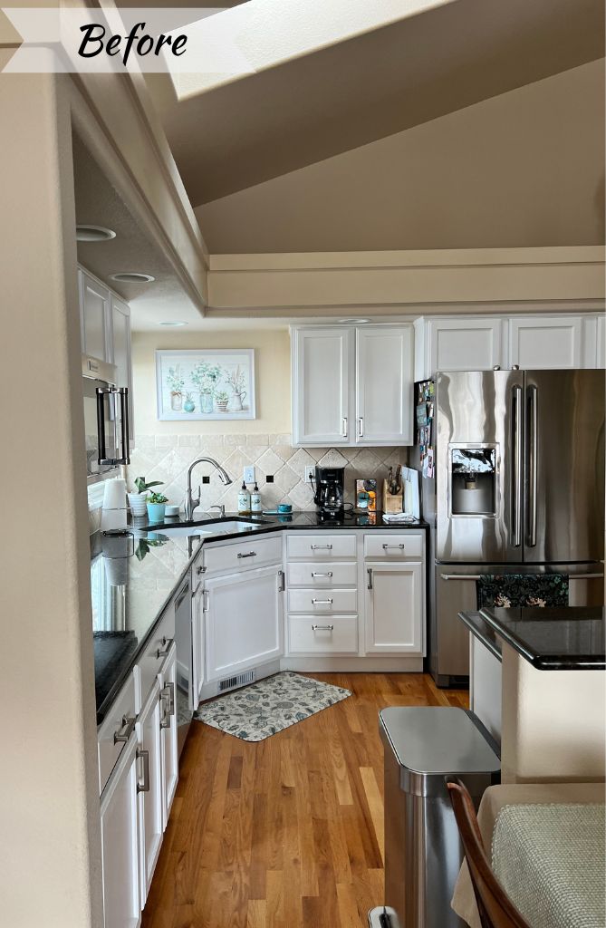 Westminster, golf-community, kitchen before renovation, awkward raised-bar, island with no range ventilation, kitchen remodel